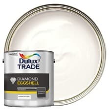 Image of Dulux Trade Diamond Eggshell Pure Brilliant White 2.5L Interior Paint UK Wall
