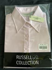 Image of Russell Collection 956F  Ladies Long Sleeve PINK Non-Iron Cotton Shirt SMALL