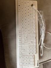 Image of Accuratus AccuMed White USB QWERTY Antibacterial Wipe Clean Keyboard