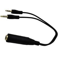 Image of 6.35mm to 3.5mm 3pole & 3.5 4pole Y Splitter Stereo Audio Cable - 0.25m