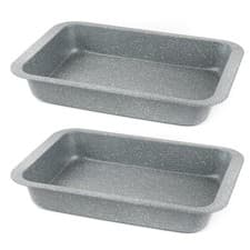 Image of Salter Set of 2 Marble Collection Carbon Steel Non-Stick Roasting Pan