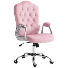 Image of Vinsetto Velvet-Feel Work Chair, With Diamante Back - Pink