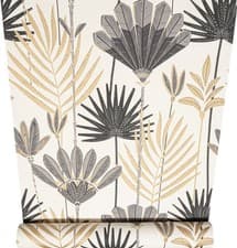 Image of Grey White Floral Wallpaper Gold Textured Leaf Metallic Slightly Imperfect Vinyl