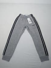 Image of ADIDAS BOYS GREY 3  BLACK STRIPE JOGGING BOTTOMS KIDS SIZE 7-8 YEARS