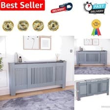 Image of Chelsea Adjustable Grey Radiator Cover - Elegant Slatted Design for Modern Homes