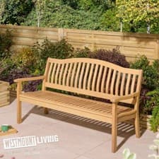 Image of NEW 5FT 3 SEATER HARDWOOD GARDEN BENCH SEAT WOODEN OUTDOOR FURNITURE CURVED TOP
