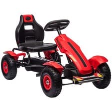 Image of Children Pedal Go Kart, Kids Ride On Racer with Adjustable Seat, Inflatable Rubb