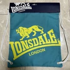Image of Lonsdale Printed Gym Sack Bag Unisex Blue/Yellow Big Logo Carry