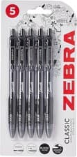 Image of Zebra Z-Grip Smooth Retractable Ballpoint Pens - 5 Multipack– Black Ink Everyday