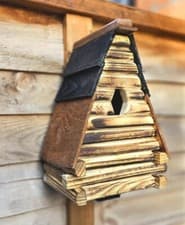 Image of Alpine ~~ Rustic Cottage ~~ Nesting Box House Burnt Wood Handmade Wild Bird