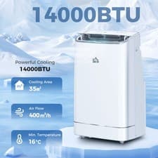 Image of 14000 BTU Smart Air Conditioner with WiFi Control, Window Kit, Wheels, White