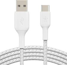 Image of Belkin BoostCharge Pro Braided USB-A to USB-C Cable 15W - White (Fast Charging)