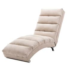 Image of Fabric Relaxation Chaise Lounge Chair, Full Body Support Fixed Recliner Sofa
