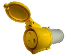 Image of 32A 110V IP44 Yellow Cable Mount 3P 2P+E Industrial Power Socket Female Plug