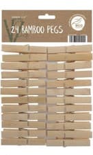 Image of 24 Pack Bamboo Wooden Clothes Pegs Eco Friendly Sustainable