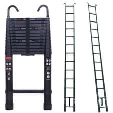 Image of Telescopic Extension Aluminum Step Ladder Folding Multi Purpose 10-20ft Non-Slip