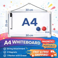Image of A4 Magnetic Whiteboard Dry Wipe White Board Office Home Memo Notice Small Eraser