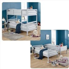 Image of Kids Bunk Bed or Two Single Beds Pine Wood Slatted Base Childrens Furniture
