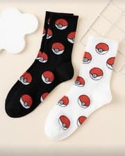 Image of Pokémon Socks. 2 Pairs, 1 Black & 1 White With The Pokémon Powerball. Size 36-39