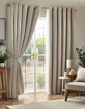 Image of Pair of Curtains Velvet Chenille Cream 66 x 72 inch Blackout RRP £55 RETURNS 559