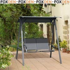 Image of 2 Seater Garden Swing Seat Swing Chair, Outdoor Canopy Swing Bench Dark Grey