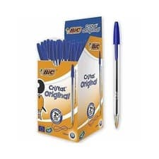 Image of BIC PENS Cristal Medium Ball Point Pens Biros (BLUE ) 1 to 50 CHOOSE QTY