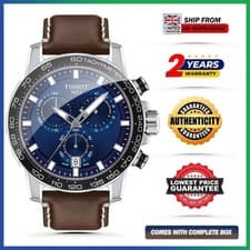 Image of TISSOT Supersport T125.617.16.041.00 Chrono Blue Dial Leather Strap Mens Watch