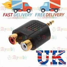 Image of 3.5 mm Male Stereo Jack Plug to 2 RCA Twin Female Audio Y Splitter Adapter Gold