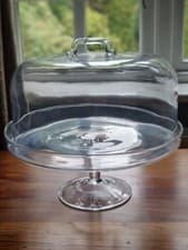 Image of LSA International Hnd Blown Serve Cakestand and Dome 32 cm x 3.5 New in Box