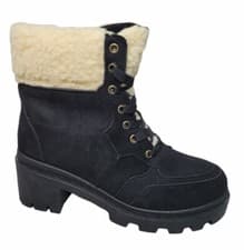 Image of *Womens*Rogue Royalty~Black Suede/Faux Fur Chunky Boots Size 8.5 Medium NIB L@@k