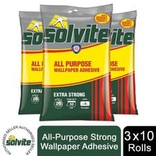 Image of Solvite All-Purpose Extra Strong Wallpaper Adhesive, 3 Sachets (approx 30 rolls)