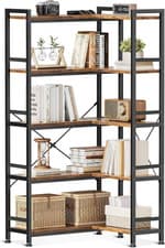 Image of Coleshome 5-Tier Corner Bookshelf, 5-Shelf L Shaped Corner Bookcase, Tall Booksh