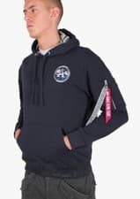 Image of ALPHA INDUSTRIES MENS MOON LANDING HOODIE SIZE SMALL BRAND NEW NAVY B3