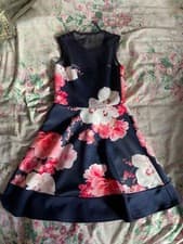 Image of quiz floral navy blue mini dress