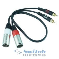 Image of 2 x RCA Male Plug Jack to 2 x XLR Male Plug Audio Lead Cable 50cm 1.5m 3m 5m