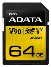 Image of 64GB AData Premier ONE SDXC UHS-II U3 290MB/s Class 10 Memory Card