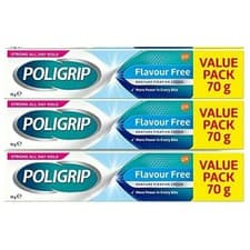Image of Poligrip Flavour Free Denture Fixative Cream Value Pack 70g (Pack Of 3)
