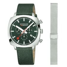 Image of Mondaine Men's Watch Squar Chrono Green MSL.41460.LF.SET Sapphire Glass