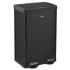 Image of Dual Pedal Recycling Bin 60L 2 Compartment Recycle Waste Trash Dustbin Black