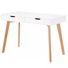 Image of Wooden Computer Desk Dressing Table Home Office Study Bedroom With Drawers White