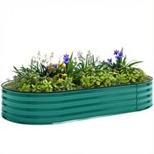 Image of Outsunny Galvanised Raised Garden Bed Planter Box, Light Green