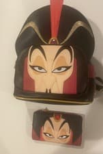Image of Loungefly Disney Villains Aladdin Jafar Cosplay Mini Backpack & Wallet NWT