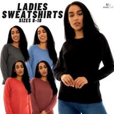 Image of Womens Basic Plain Crew Neck Sweatshirt Pullover Sweater Long Sleeve Jumper Top