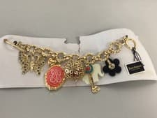 Image of new juicy couture black label gold tone logo charm bracelet [DE]