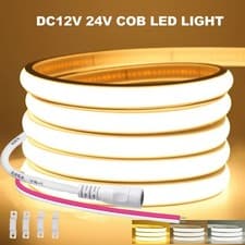 Image of 12V 24V COB Neon LED Strip Lights 320LEDs/m Flex Neon Rope Lamp Cabinet Kitchen