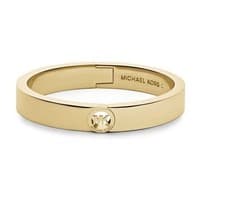 Image of MICHAEL KORS FULTON POLISHED GOLD TONE,DELICATE HINGE BANGLE BRACELET MKJ3249