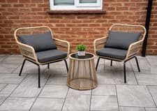 Image of 2 Seater Rattan Bistro Set Outdoor 3pc Coffee Table Garden Wicker Cushion Chairs