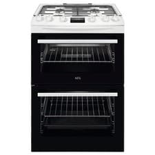 Image of AEG CGX6130ACW 60cm Freestanding Double Gas Oven with 4 Burner Hob White