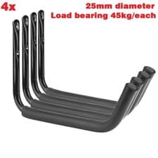 Image of Garage Storage Hooks Multipack, 45kg Load per Hook, Wall Mounted (Pack of 4)