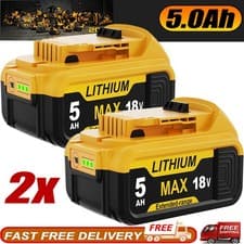Image of 2 pack For DeWalt DCB184 18V 5.0Ah Li-ion XR Slide Battery DCB182 DCB183 DCF885
